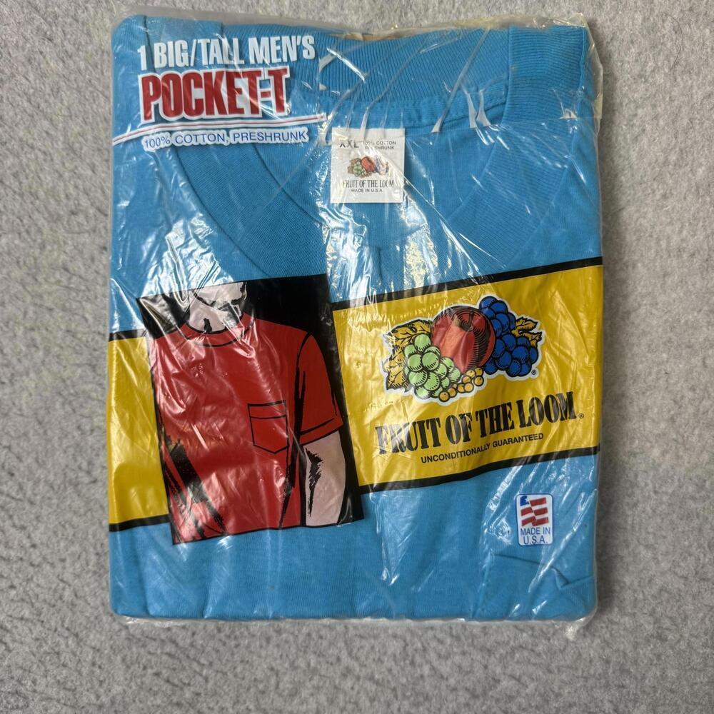 Brand New Hanes Men's Size XXL 2XL Big Tall Blue Pocket T-Shirt